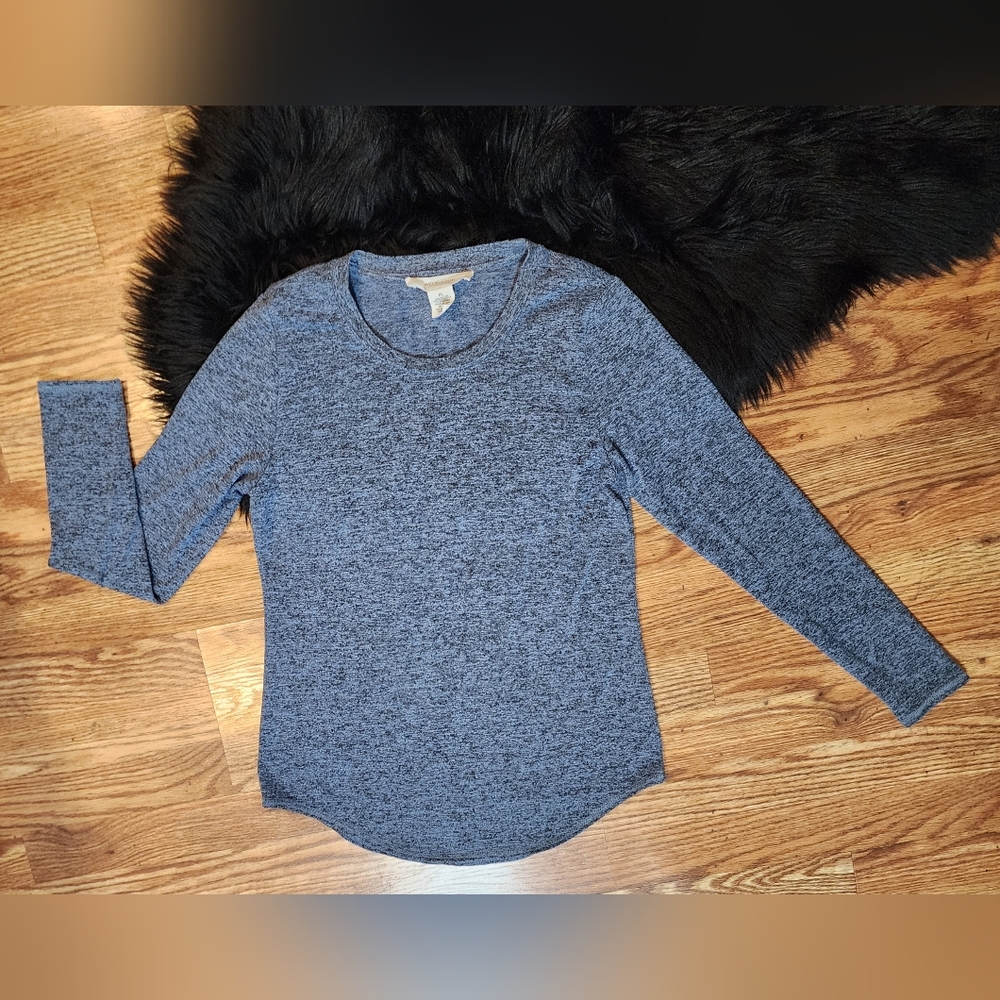 Blue Heathered Long Sleeve Top Size PL